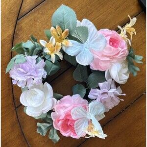 Ashland Mini Wreath Faux Butterflies and Flowers Floral Approx 7.5” Spring Hook